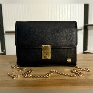 Givenchy Vintage Black Leather Wristlet Clutch Converted Handbag Bag Purse